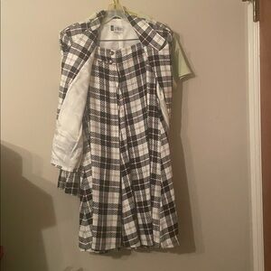 Plaid Blazer and Skirt Set